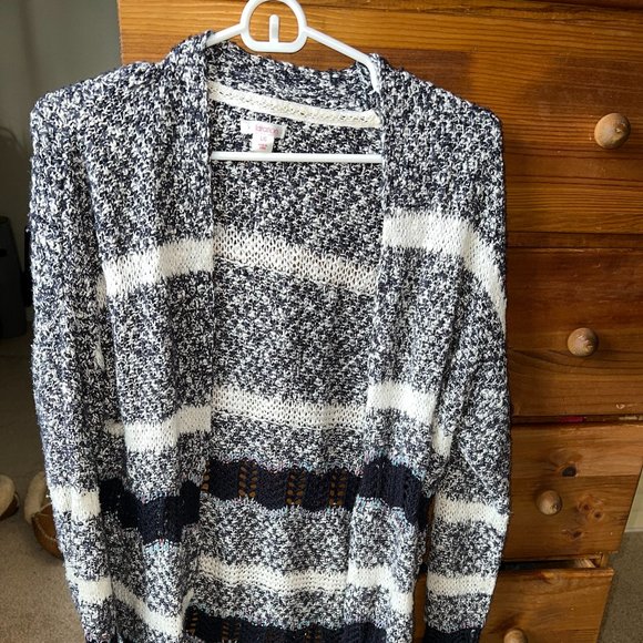 Navy Blue and White Cardigan - Picture 2 of 3